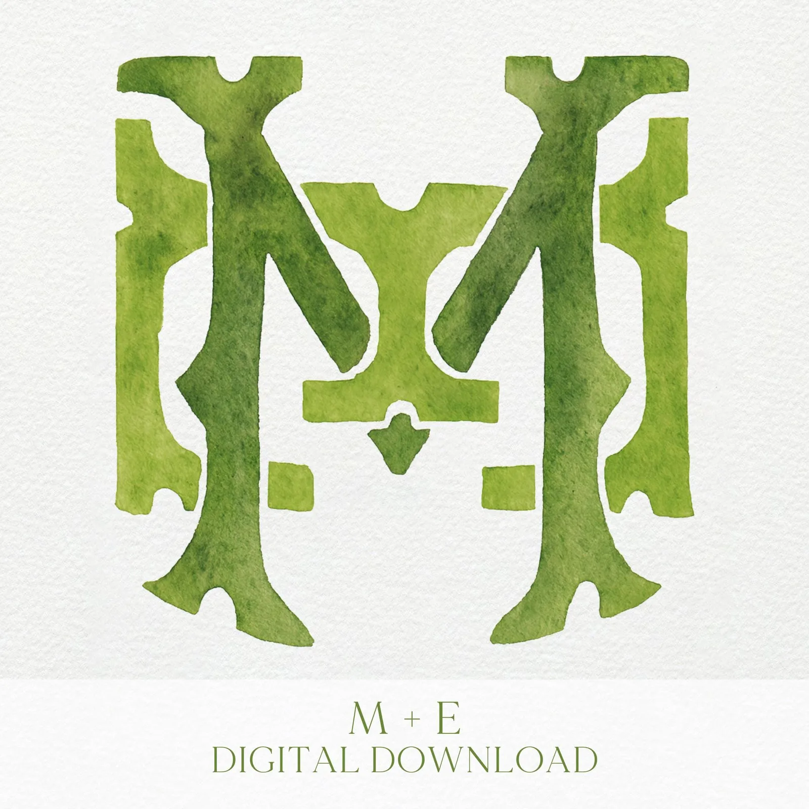 Watercolor Wedding Monogram EM/ME - Classic Design (Digital Download)