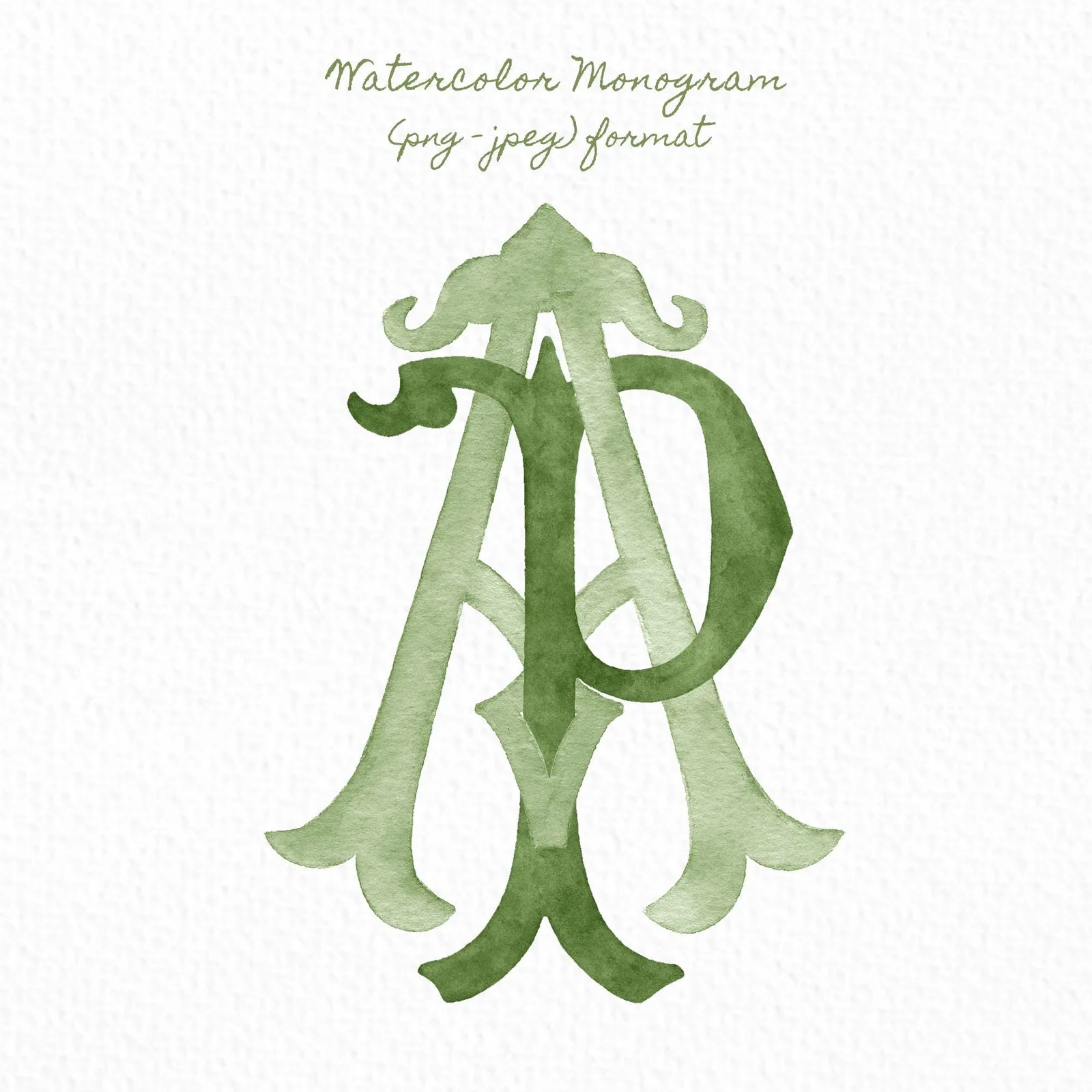 Custom Monogram Initial Letters, Monogram for Crest Design, Wedding Monogram, Wedding Logo, Custom Watercolor Wedding Crest