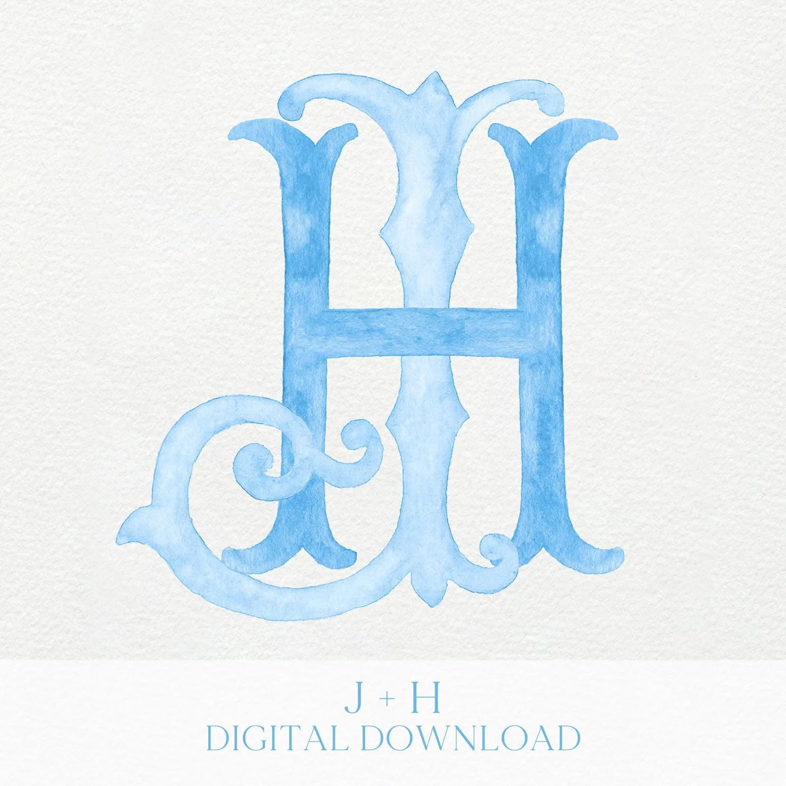 Watercolor Wedding Monogram – Classic HJ Monogram (Digital Download)