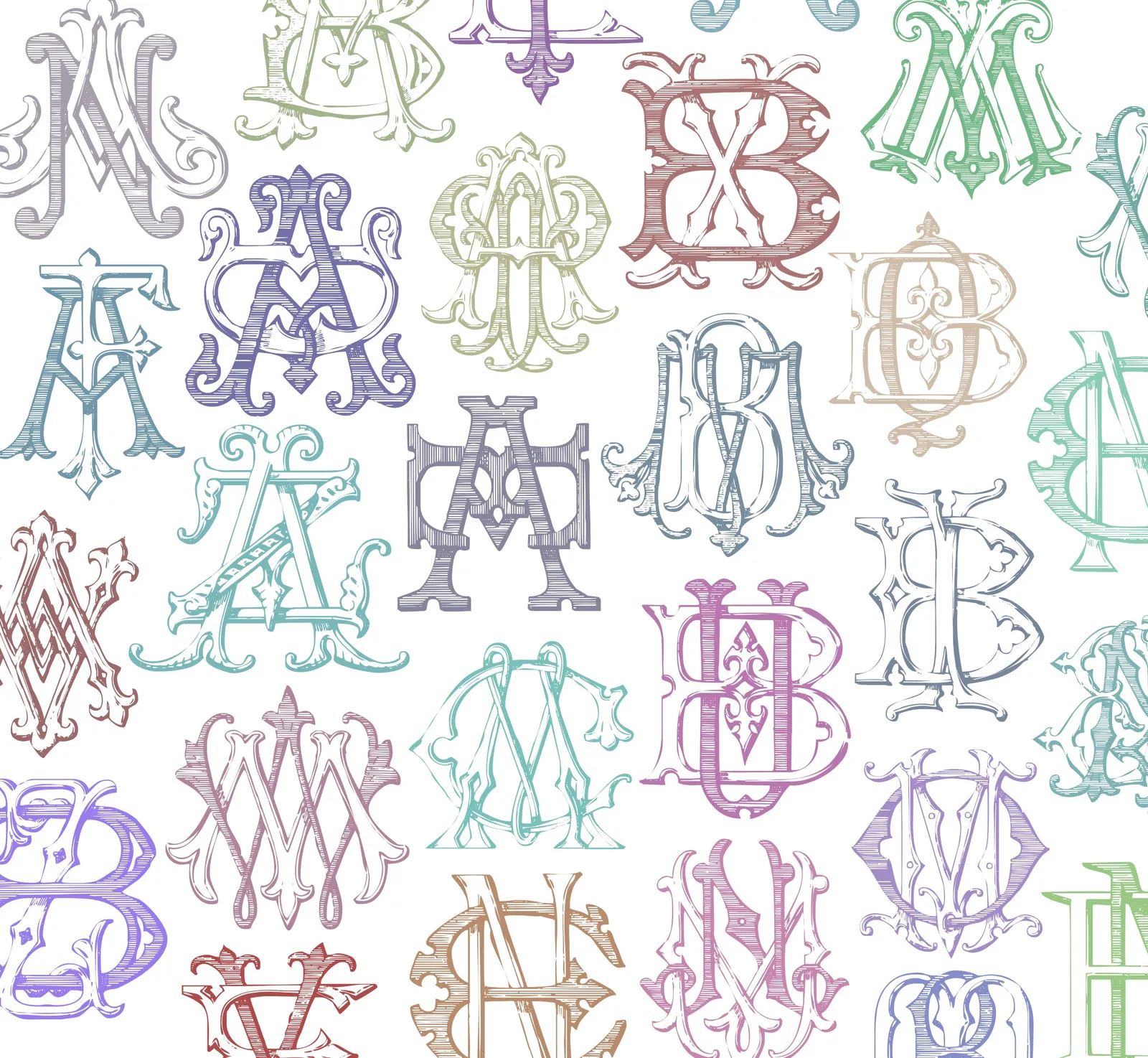 Custom Vintage Monogram, Wedding Crests Clipart