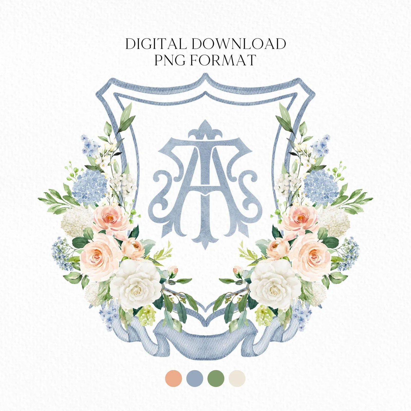 Being Dusty Light blue Flower Wedding Crest